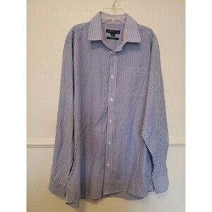 Cedar Wood State Men's Regular Fit Striped Dress Shirt 16.5" Neck Blue White
